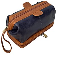 Rustic Town Leather Toiletry Bag For Men Vintage Travel Shaving Dopp Kit Bathroom Shower Toiletries Organizer Cosmetic Mak