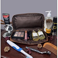 Rustic Town Leather Toiletry Bag For Men Vintage Travel Shaving Dopp Kit Bathroom Shower Toiletries Organizer Cosmetic Mak