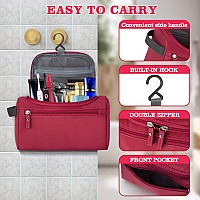 Haoguagua Hanging Travel Toiletry Bag Dopp Kit Shaving Wash Bag For Men Cosmetic Makeup Organizer For Women Red