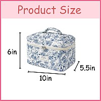 Uekeboag Large Travel Quilted Makeup Bag For Women Floral Cotton Cosmetic Bag Coquette Aesthetic Floral Toiletry Organizer Bag