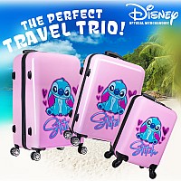 Disney Suitcase 3 Pc Set Hard Shell 28L 50L And 91L 4 Wheels Pink Combi Lock