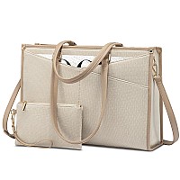 Lovevook Laptop Bag For Women 156 Inch Laptop Tote Work Teacher Bags Cancas Computer Shoulder Bagcanvasapricot Beige