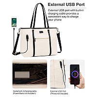 Laptop Tote Bag For Women 173 Inch Laptop Bag Canvas Teacher Bag Work Bag With Usb Charging Port Large Computer Tote Bag Handba