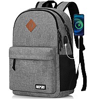 Bicpsro Lightweight Casual 156 Inch Laptop Backpack With Usb Charging Port For Men Women Daily Use Grey Backpack College Back