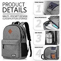 Bicpsro Lightweight Casual 156 Inch Laptop Backpack With Usb Charging Port For Men Women Daily Use Grey Backpack College Back