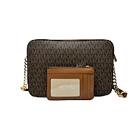 Michael Kors Jet Set Large Printed Logo Crossbody Bag With Matching Logo Coin Pouch Brown