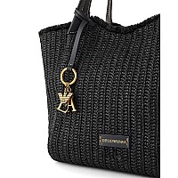 Emporio Armani Womens Shopping Bag Y3D277 Ywq5D 80001 Strawraffia Black 45 X 30 X 19 Cm Black Centimetri Black Centime