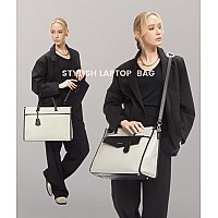 Lovevook Laptop Bag For Women 156 Inch Canvas Laptop Tote Bag Work Bag For Women Professional Computer Bag With Clutch Purse