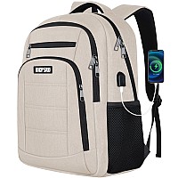 Bicpsro Beige Backpack For Women School Backpack For Girls Teens Boys Work Business Backpack With Usb Charging Portwater Resi