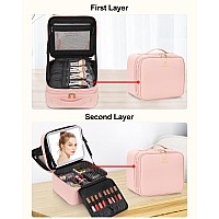 Travel Makeup Bag With Led Mirror Makeup Case With Lighted Mirror Dual Layer Cosmetic Train Case Portable Makeup Artist Organiz