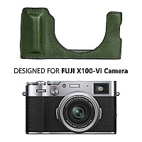 Muziri Kinokoo Fuji X100Vi Case Genuine Leather Protective Half Case Compatible For Fujifilm X100Vi Camera With Opening Botto