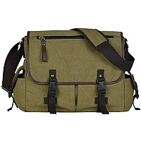 Vintage Canvas 156 Inch Laptop Messenger Bag For Men Women College Computer Satchel Shoulder Bag Travel Office Briefcases Gre