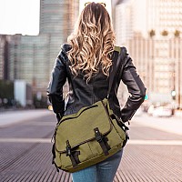 Vintage Canvas 156 Inch Laptop Messenger Bag For Men Women College Computer Satchel Shoulder Bag Travel Office Briefcases Gre