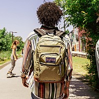 Jansport Cool Backpack With 15Inch Laptop Sleeve Delightful Daisies Green Large Computer Bag Rucksack With 2 Compartments