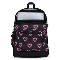 Jansport Cross Town Plus Backpack Large Main Compartment Side Water Bottle Pocket 15Inch Padded Laptop Sleeve Happy Heart