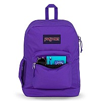 Jansport Cross Town Plus Backpack Large Main Compartment Side Water Bottle Pocket 15Inch Padded Laptop Sleeve Party Plum