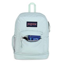 Jansport Cross Town Plus Backpack Large Main Compartment Side Water Bottle Pocket 15Inch Padded Laptop Sleeve Fresh Mint