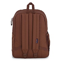 Jansport Cross Town Plus Backpack Large Main Compartment Side Water Bottle Pocket 15Inch Padded Laptop Sleeve Basic Brown