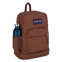 Jansport Cross Town Plus Backpack Large Main Compartment Side Water Bottle Pocket 15Inch Padded Laptop Sleeve Basic Brown