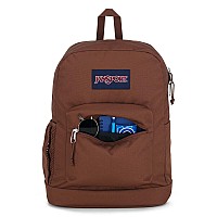 Jansport Cross Town Plus Backpack Large Main Compartment Side Water Bottle Pocket 15Inch Padded Laptop Sleeve Basic Brown