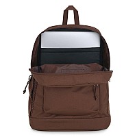 Jansport Cross Town Plus Backpack Large Main Compartment Side Water Bottle Pocket 15Inch Padded Laptop Sleeve Basic Brown