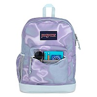 Jansport Cross Town Plus Backpack Large Main Compartment Side Water Bottle Pocket 15Inch Padded Laptop Sleeve Platinum Pu