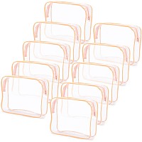 Tbestmax 10 Pack Clear Cosmetic Bags Makeup Bags Portable Waterproof Tsa Approved Travel Toiletry Bags Large Organizer Peach Pin