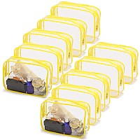 Tbestmax 10 Pcs Clear Cosmetic Bags Makeup Bags Portable Waterproof Travel Toiletry Bags Organizer Yellow 75X 48X 23