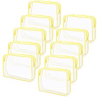 Tbestmax 10 Pack Clear Cosmetic Bags Makeup Bags Portable Waterproof Tsa Approved Travel Toiletry Bags Large Organizer Yellow 9