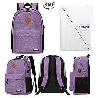 Lightweight Purple Backpack For Women Men School Backpack For Girls Boys Teens 156 Inch Laptop Daily Use Back Pack With Usb C