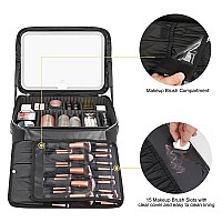 Relavel Makeup Case Large Makeup Bag With Led Mirror Professional Train Case 162 Inch Travel Cosmetic Organizer Brush Holder