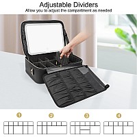 Relavel Makeup Case Large Makeup Bag With Led Mirror Professional Train Case 162 Inch Travel Cosmetic Organizer Brush Holder