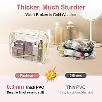 Packism Tsa Approved Toiletry Bag Beige Bohemian Print Clear Cosmetic Bag Suitable For Gifts With Supporting Frame Perfect