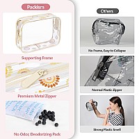 Packism Tsa Approved Toiletry Bag Beige Bohemian Print Clear Cosmetic Bag Suitable For Gifts With Supporting Frame Perfect