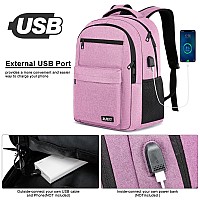 Rjeu Backpack For Women School Backpack For Teen Girls College Back Pack With Usb Charging Port Pink