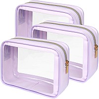 Packism Tsa Approved Toiletry Bag Amazing Coloredged Clear Makeup Bag 3 Pack In Spacious Space Reusable Clear Toiletry Bags