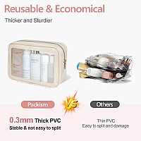 Packism Tsa Approved Toiletry Bag Amazing Coloredged Clear Makeup Bag 3 Pack In Spacious Space Reusable Clear Toiletry Bags