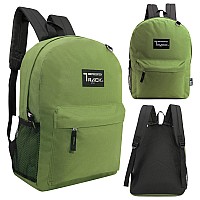 Moda West 24 Pack 17 Inch Wholesale Bulk Backpack For Work School In In Olive Color Perfect For Donations And Giveaways