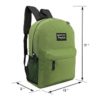 Moda West 24 Pack 17 Inch Wholesale Bulk Backpack For Work School In In Olive Color Perfect For Donations And Giveaways