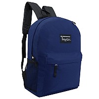 Moda West 24 Pack 17 Inch Wholesale Bulk Backpack For Work School In Navy Color Perfect For Donations And Giveaways