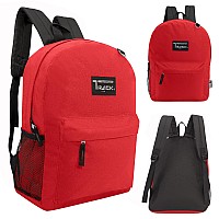 Moda West 24 Pack 17 Inch Wholesale Bulk Backpack For Work School In Red Color Perfect For Donations And Giveaways