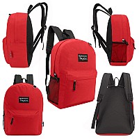 Moda West 24 Pack 17 Inch Wholesale Bulk Backpack For Work School In Red Color Perfect For Donations And Giveaways