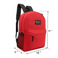 Moda West 24 Pack 17 Inch Wholesale Bulk Backpack For Work School In Red Color Perfect For Donations And Giveaways