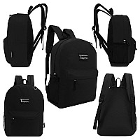 Moda West 24 Pack 17 Inch Wholesale Bulk Backpack For Work School In Black Color Perfect For Donations And Giveaways