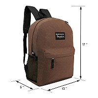 Moda West 24 Pack 17 Inch Wholesale Bulk Backpack For Work School In In Brown Color Perfect For Donations And Giveaways