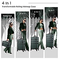 Stagiant Rolling Makeup Train Case Large Storage Cosmetic Trolley 4 In 1 Large Capacity Trolley Makeup Travel Case With Key Swiv