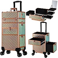 Joligrace Rolling Makeup Case With Wheels Drawers Large Professional Cosmetology Trolley Case Lockable Travel Cosmetic Storage