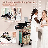 Joligrace Rolling Makeup Case With Wheels Drawers Large Professional Cosmetology Trolley Case Lockable Travel Cosmetic Storage