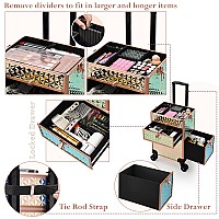 Joligrace Rolling Makeup Case With Wheels Drawers Large Professional Cosmetology Trolley Case Lockable Travel Cosmetic Storage