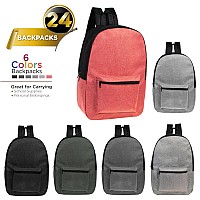 Moda West 24 Pack 17 Inch Wholesale Bulk Backpack For Work School In Assorted Color Perfect For Donations And Giveaways